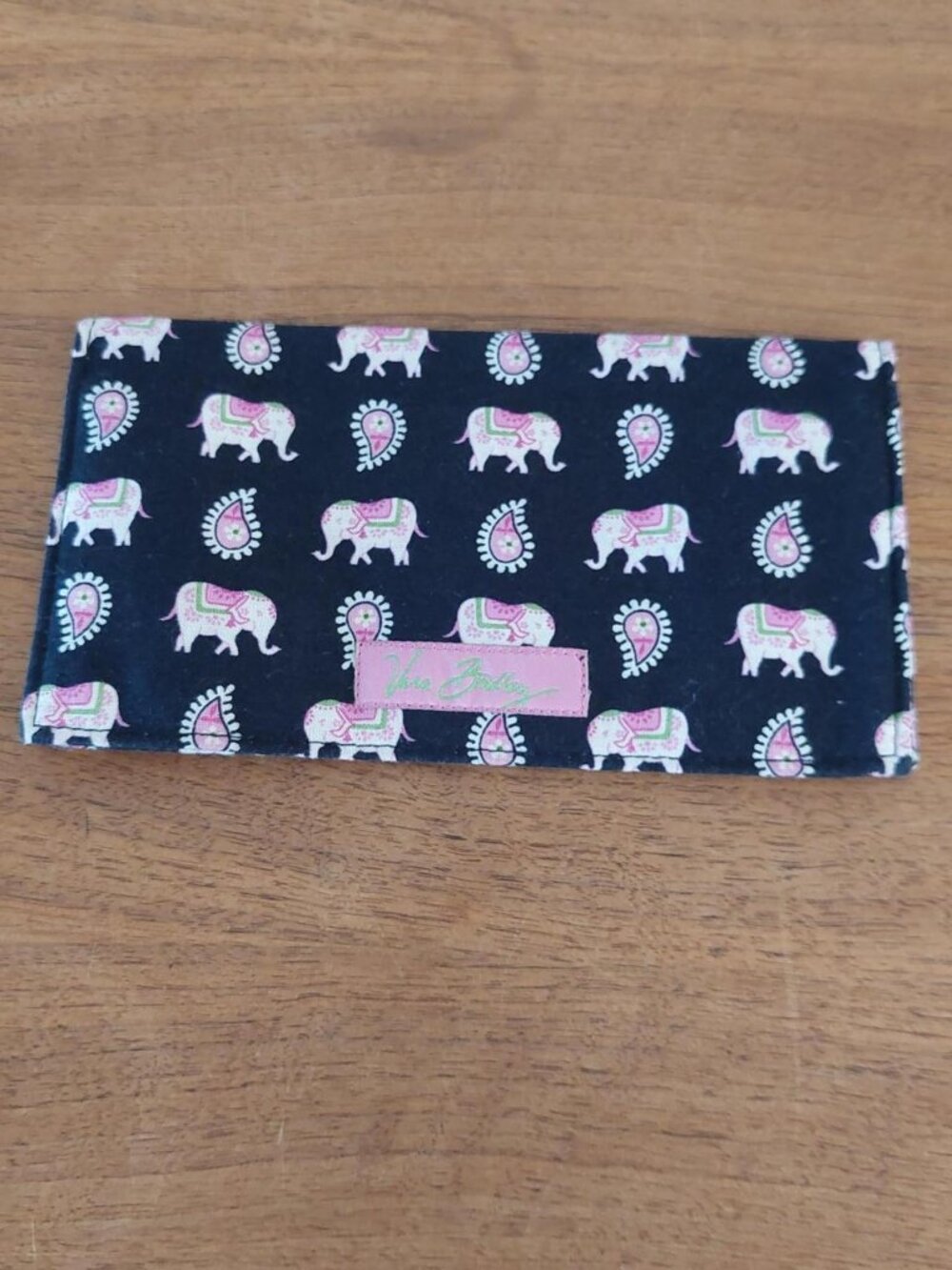 Vera Bradley Pink Elephants Book Cover Quilted Cotton Paisley Checkbook Holder C